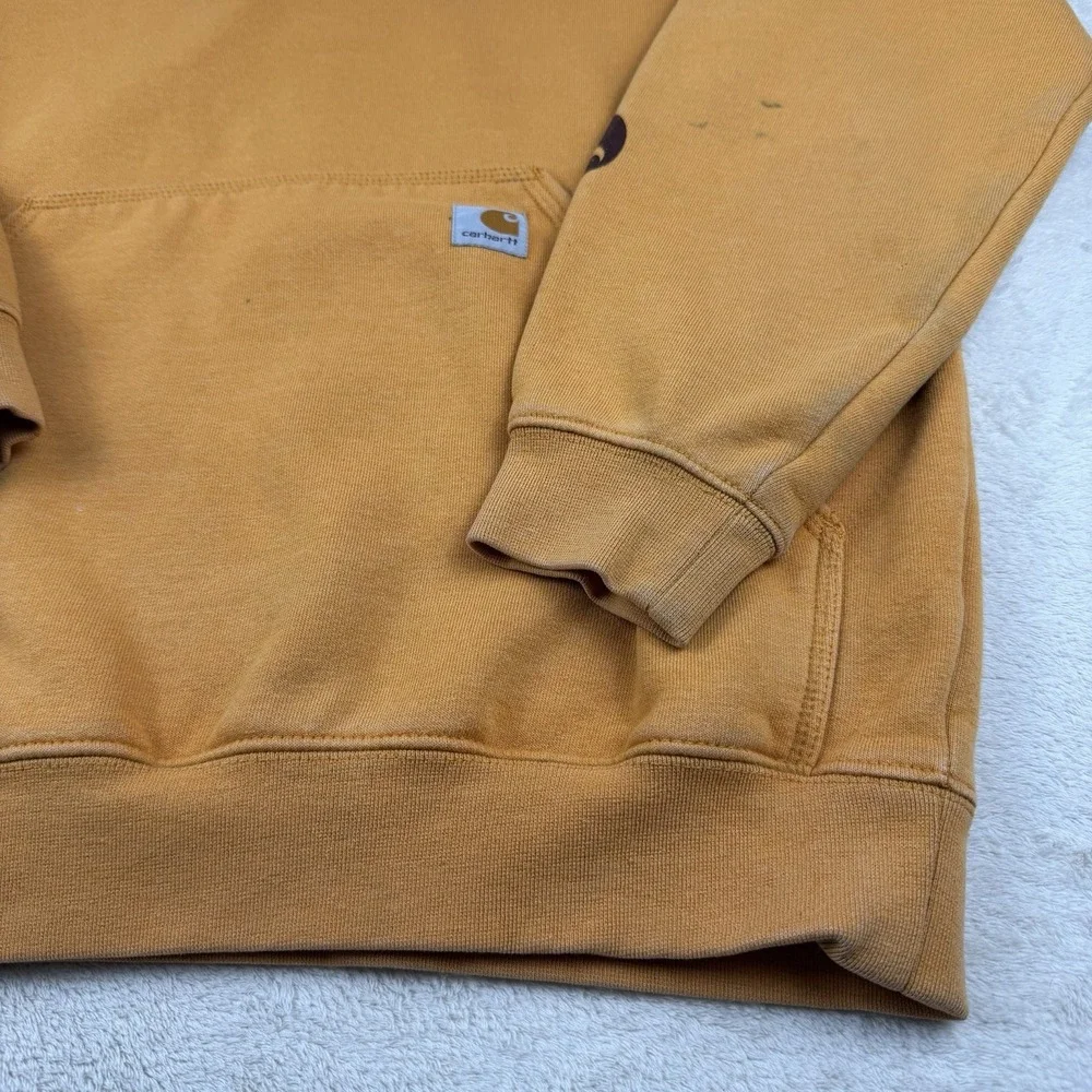 Carhartt Loose Fit Graphic Hoodie Sweatshirt Pullover K288 Q27 Orange Men Medium